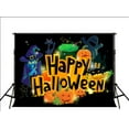 thumbnail image 2 of ABPHOTO Polyester Photo Backdrop Happy Halloween Background Cartoon Wallpaper for Fond Studio Photography 7x5ft, 2 of 4