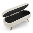thumbnail image 5 of DEALTOPS 3D Linen Fabric Ottoman, Oval Storage Bench with Storage Space and Rubber Wood Legs, Beige, 5 of 8
