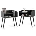 thumbnail image 1 of JWRWEFA Set of 2 Mid Century Modern End Tables with Open Shelves, Bedside Tables with Metal Support Legs, Small Nightstands for Bedroom, Living Room & Office, Black, 1 of 10