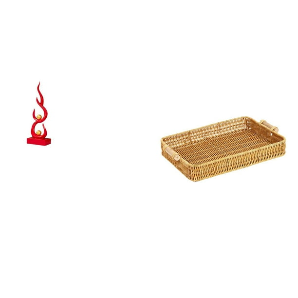 Escultura abstracta de fuego,Estatua de arte abstracto,adorno decorativo para el hogar,Cestas de almacenamiento,Cestas de almacenamiento de cocina tejidas con asas hechas a mano,Cestas de pan