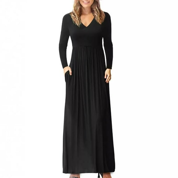 Viikei Long Sleeve A Line Dress for Women Classic,Women's Spring/Summer and Fashionable Hot Girl High Stretch Dress Black S