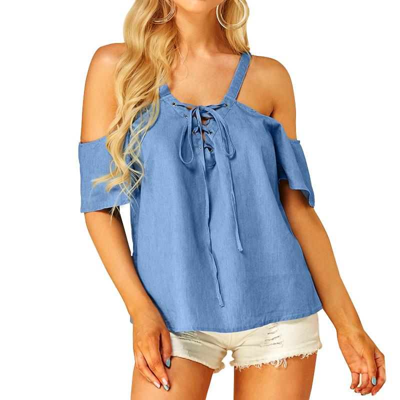 Celmia Womens Lace Up Denim Cold 
