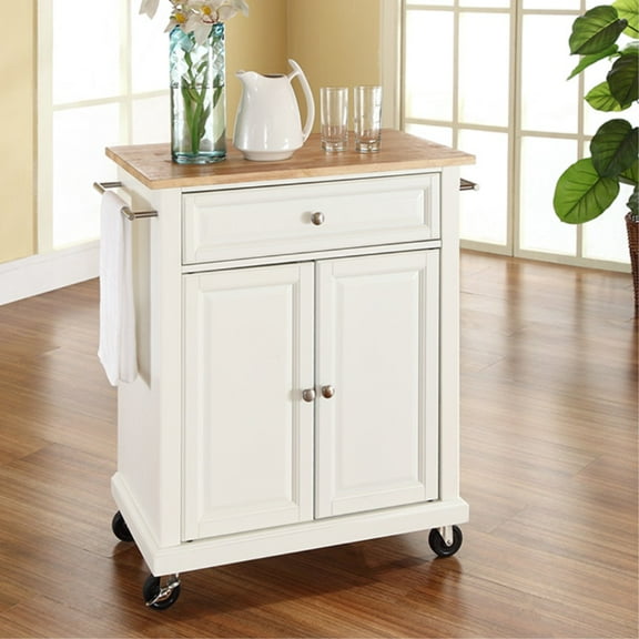 Durable Solid Hardwood Kitchen Island with Elegant Raised Panel Doors and Ample Storage Space - White Finish