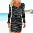 thumbnail image 2 of Henpk Summer Dresses for Women Striped T Shirt Dress Casual Midi Dress Short Sleeve Sundress with Pockets The Fashion Winter Plus Size Casual Loose Pocket Sexy Printed Dress Black L, 2 of 5