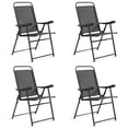 thumbnail image 1 of Costway Equipo de 4 Sillas Plegables de Exterior con Reposabrazos y Tejido Transpirable para Piscina Césped Patio Gris Oscuro 64 x 55 x 92 cm, 1 of 9