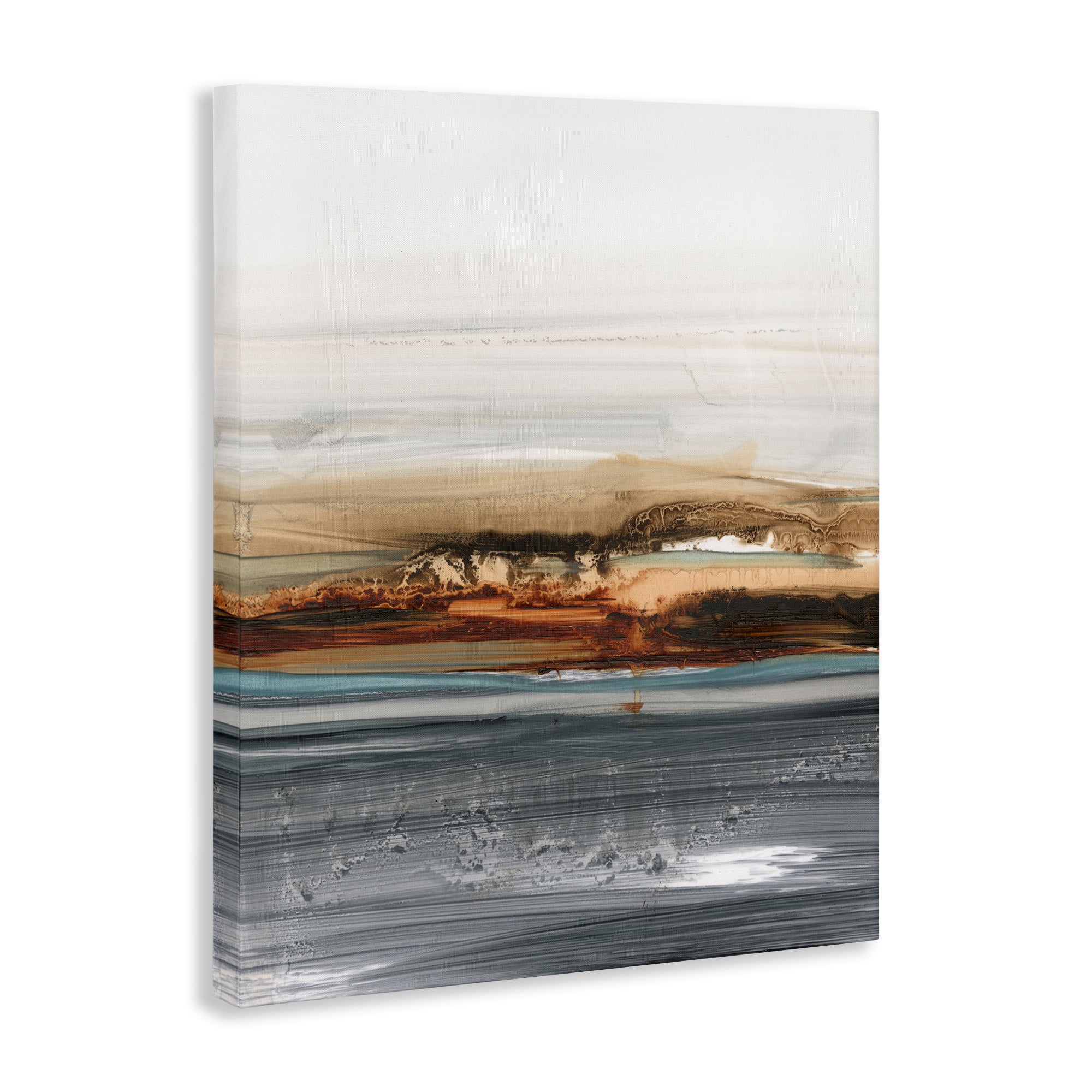 Stupell Industries Abstract Paint Streaked Sea Abstract Painting Wrapped Canvas Art Print Wall Art, 30 x 40