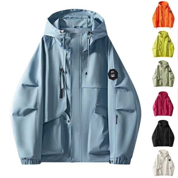 Feancey Rain Coat for Women Waterproof Hiking Rain Jacket Outdoor Lightweight Windbreaker Softshell Hooded Raincoats with Pockets Blue L