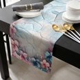 thumbnail image 3 of Pink Blue Flower Cotton Linen Table Runner 13 x 72 inch Retro Mottled Walls Pastoral Country Non-slip Rectangular Dining Table Decor for Wedding Party Holiday Dinner, 3 of 8