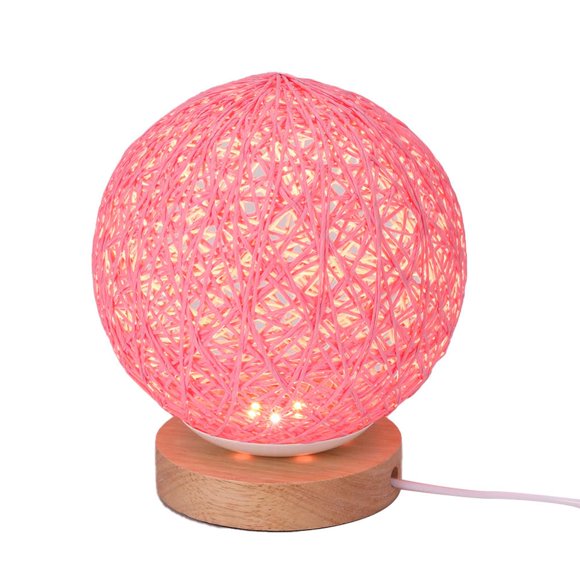 Bewildely Twine Lampshade Light Wood Lámpara de noche decorativa Lámpara de pantalla tejida a mano para el hogar y la oficina Iluminación navideña No.2 Bewildely HA026875-02