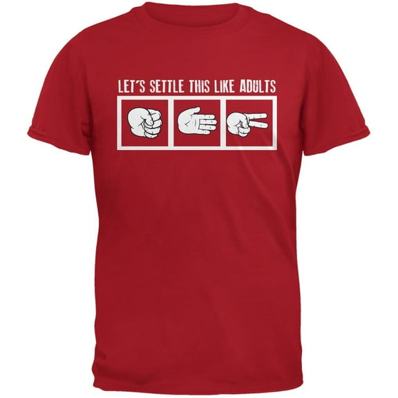 Let's Settle This Like Adults Rock Paper Scissor Red Adult T-Shirt - X-Large