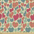 thumbnail image 2 of Love Fabric by the Yard, Rhythmic Colorful Abstract Hearts Pattern on Muted Tones Backdrop, Decorative Upholstery Fabric for Sofas and Home Accents, Champagne Coral by Ambesonne, 2 of 5