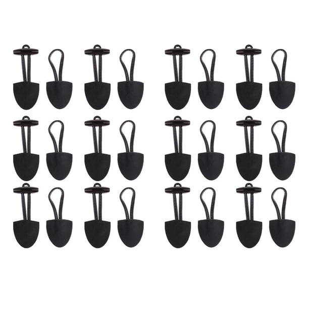 12 Pares De Botón De Palanca De Cuerno de material cuero DIY Duffle Coat Fastener Hebilla Negro
