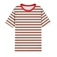 thumbnail image 4 of Topvent Women Oversized Striped Color Block Shirt Short Sleeve O-Neck T-Shirts Casual Loose Pullover Tops Summer Tee Tops, 4 of 4