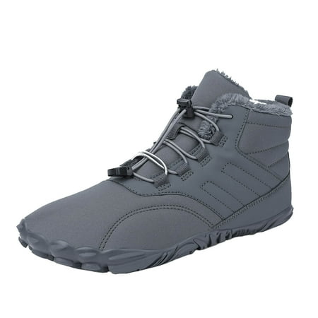 Sexlip Men s Winter Boots Warm Fleece Lined Waterproof Snow Boots Ankle High Outdoor Hiking Shoes Non-Slip Cold Weather Comfortable Shoes Gray 43