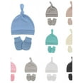 thumbnail image 4 of Topumt Baby Hats Mittens Set, 0-6 Months Premium Newborn Beanies Top Knot Caps Gloves, No Scratch Baby Boys Girls Hats Gloves, 4 of 4