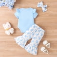 thumbnail image 5 of WIBACKER 0-18M Newborn Baby Girl Easter Outfits Short Sleeve Shirts with Rabbit Bunny Flared Bell Bottom Pants Set, 5 of 10