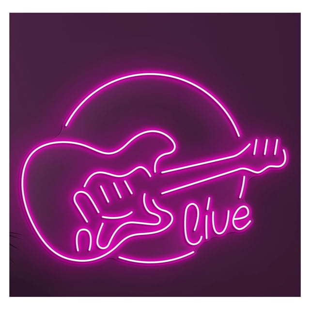 Letrero De Neón Guitarra Con Luz LED, Arte Pared En Vivo, Para DJ, Sala Discoteca, Estudio Música, Escaparate Entrada Comercial 58cm