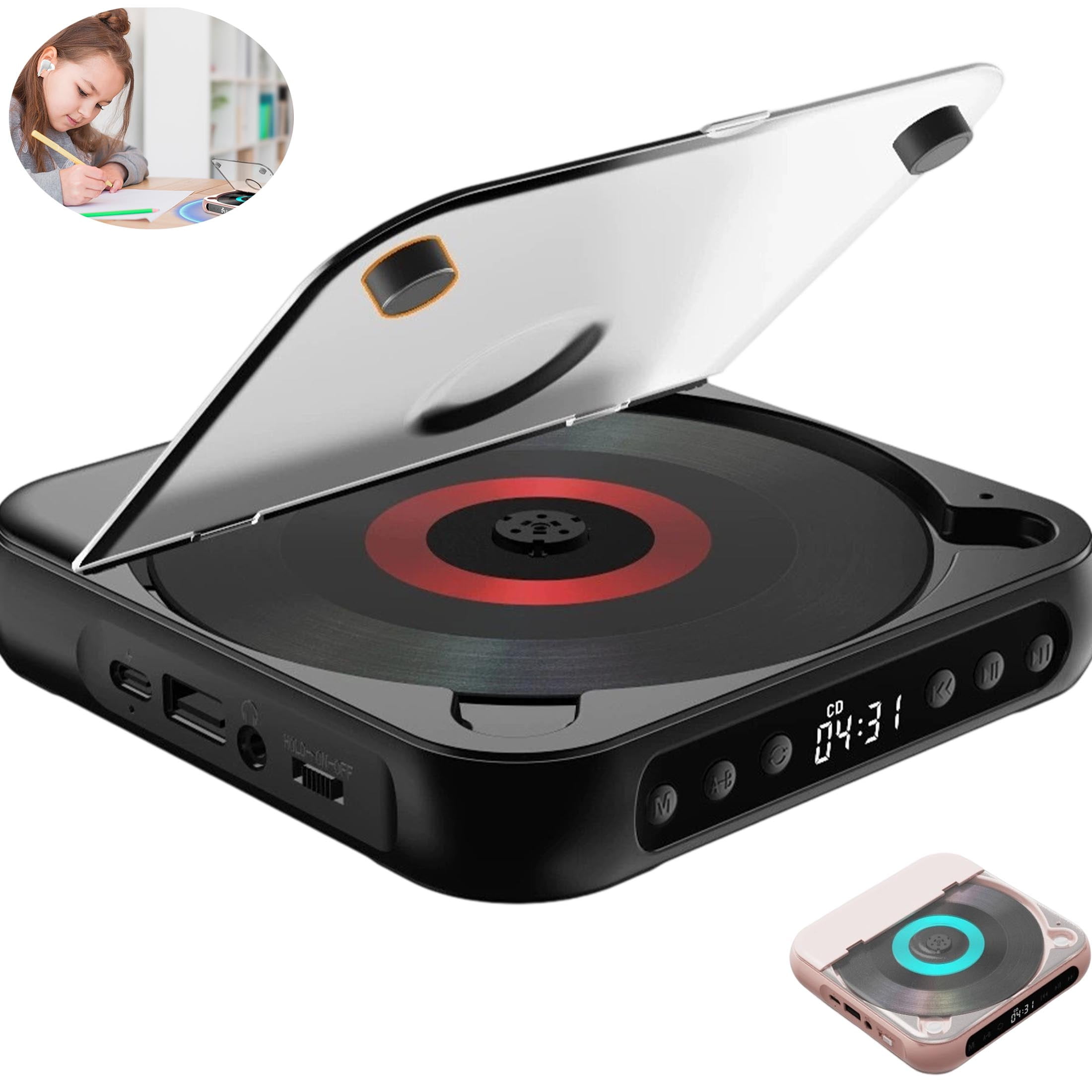 Sony Bluetooth Portable CD Player with AM/FM Radio, Mega Bass