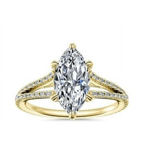 0.70 Ct Brilliant Marquise Cut Natural Diamond Elegant Solitaire with Accents Wedding Ring for her Solid 14K Yellow Gold Size 6