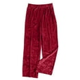 thumbnail image 5 of QATAINLAV Wide Leg Pants for Women Elastic High Waisted Baggy Lounge Pant Casual Velvet Cozy Yoga Sweatpants Solid Color Trousers with Pockets Wine S Lightning Sale, 5 of 7