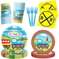 thumbnail image 2 of PYYNA-100pcs Train Party Supplies Set Serves 20, Includes Plates, Napkins, Cups, Forks for Train Birthday Party Decorations, 2 of 3