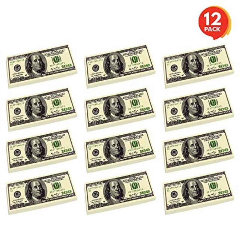 artcreativity 100 bill erasers for kids (set of 12) 2.75 big rubber