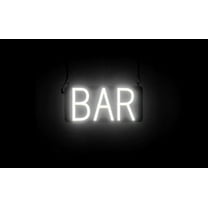 SpellBrite BAR LED Sign for Business. 13.4" x 6.3" White BAR Sign Has Neon Sign Look With Energy Efficient LED Light Source. Visible from 500 Feet, 8 Animation Settings.