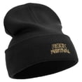 thumbnail image 4 of Rock Fest Embroidered 12 Inch Long Knitted Beanie - Black OSFM, 4 of 5