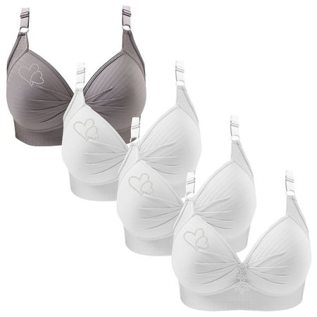4pcs No Underwire Bras for Women Full Coverage Push Up Bra Plus Size Comfortable Adjustable Shoulder Strap Bralettes (Gray 4XL)
