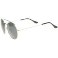 thumbnail image 3 of sunglassLA Unisex Retro Fashion Minimal Thin Metal Brow Bar Round Sunglasses (Silver / Smoke) - 52mm, 3 of 4