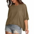 thumbnail image 2 of Otvok Women Solid Crop Tops for Women Short Sleeve Crewneck Tops Oversized T-Shirts Casual Summer Tops, 2 of 6