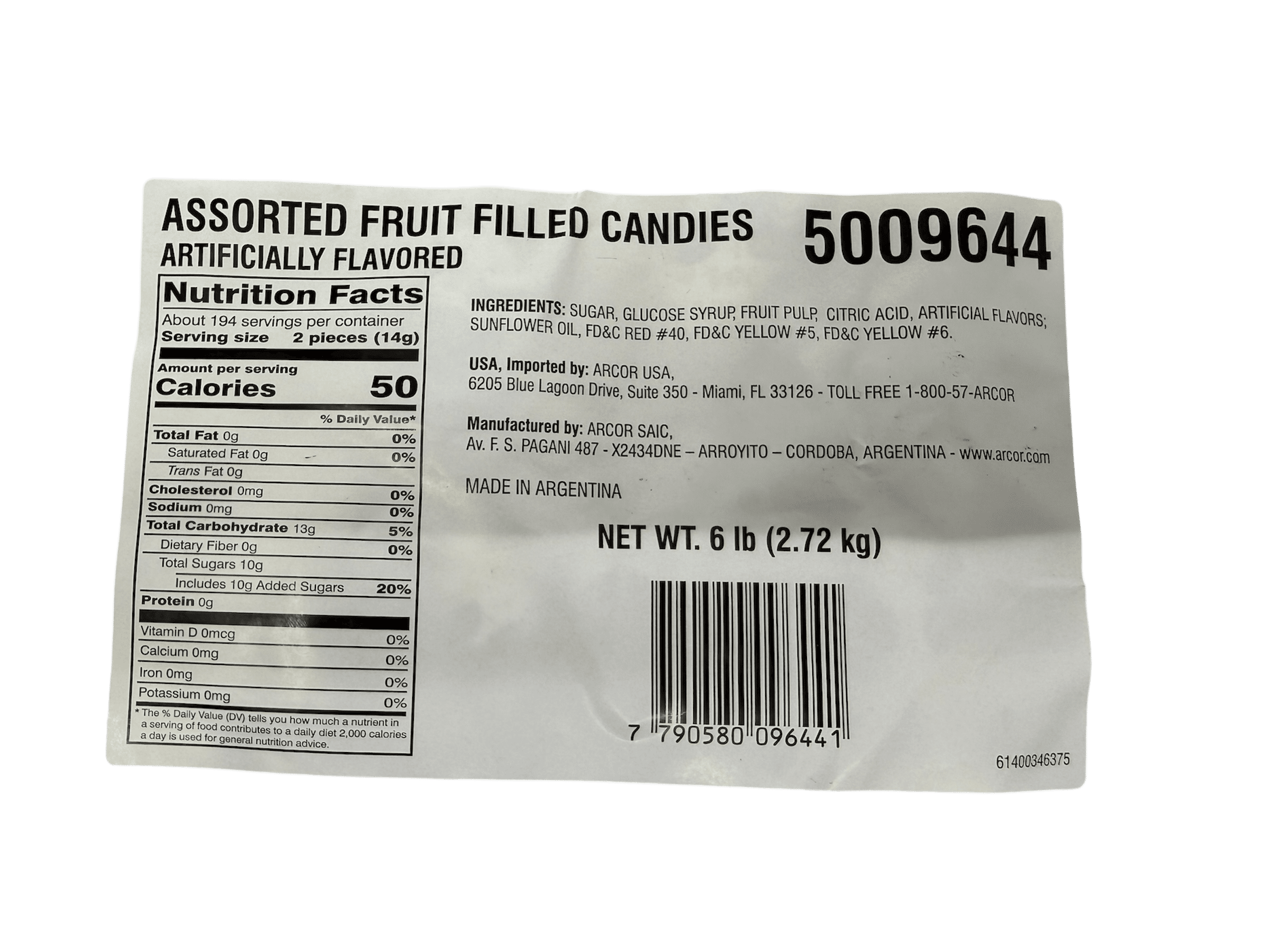 Arcor Assorted Fruit Filled Candies - 6lb Bulk Bag