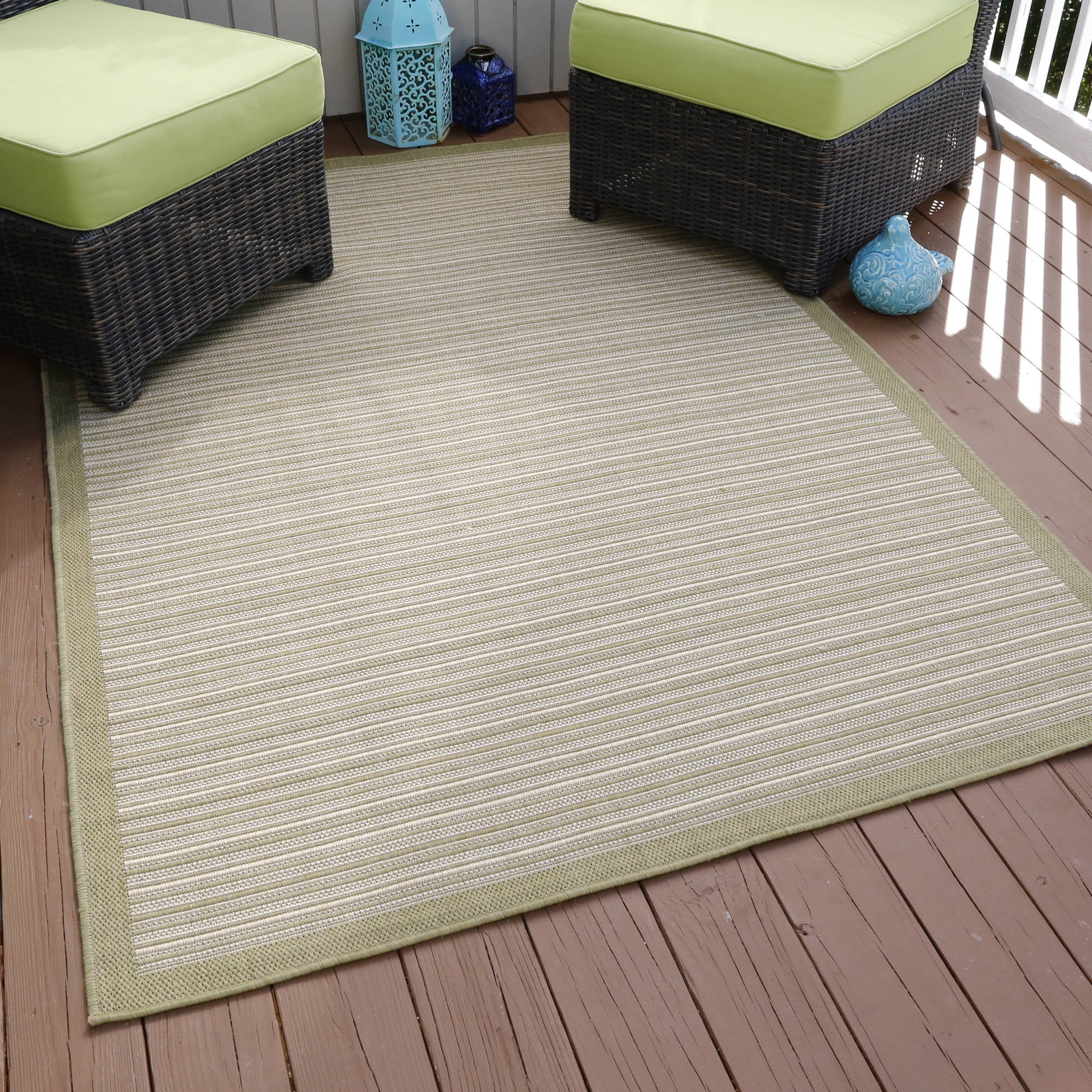 Somerset Home Casual Stripe Indoor/Outdoor Area Rug, Green, 5' x 7'7