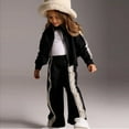 thumbnail image 2 of Girls Boys Workout Outfits Zip Up Long Sleeve Hooded Jackets Wide Leg Sweatpants Solid Color 2 Pieces Sweatsuits Sets, 2 of 6