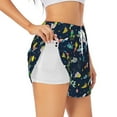 thumbnail image 2 of Bixox Women's Funny Spaceships pattern 2 in 1 Running Shorts - Lightweight Athletic Workout Gym Yoga Shorts Liner with Pockets - Medium, 2 of 7