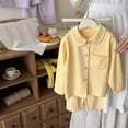 thumbnail image 2 of BLVB Girls Pajamas Set Long Sleeve Button-Down Sleepwear Nightwear Soft Pjs Set Loungewear Kids Clothes Sets(Yellow,1-2Years), 2 of 5