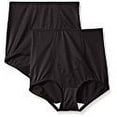 thumbnail image 2 of Hanes Front Panel Women’s Shaping Brief Pack, 100% Cotton Lining, 2-Pack Black XL, 2 of 3