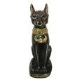 thumbnail image 5 of Large Black And Gold Egyptian Goddess Cat Bastet With Scarab Amulet Statue 37"H, 5 of 6