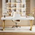 thumbnail image 7 of Tribesigns 63-inch Executive Desk, Modern Office Computer Desk with Stylish Gold Legs, White and Gold, 7 of 7