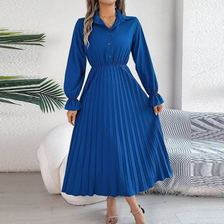 Oksale Mid Length Pleated Dresses for Women Elegant Puffle Long Sleeve Dress Button Up Lapel Dresses Wedding Party Evening Dress 2025 Blue XL - Walmart.com Oksale Mid Length Pleated Dresses for Women Elegant Puffle Long Sleeve Dress Button Up Lapel Dresses Wedding Party Evening Dress 2025 Blue XL - Walmart.com