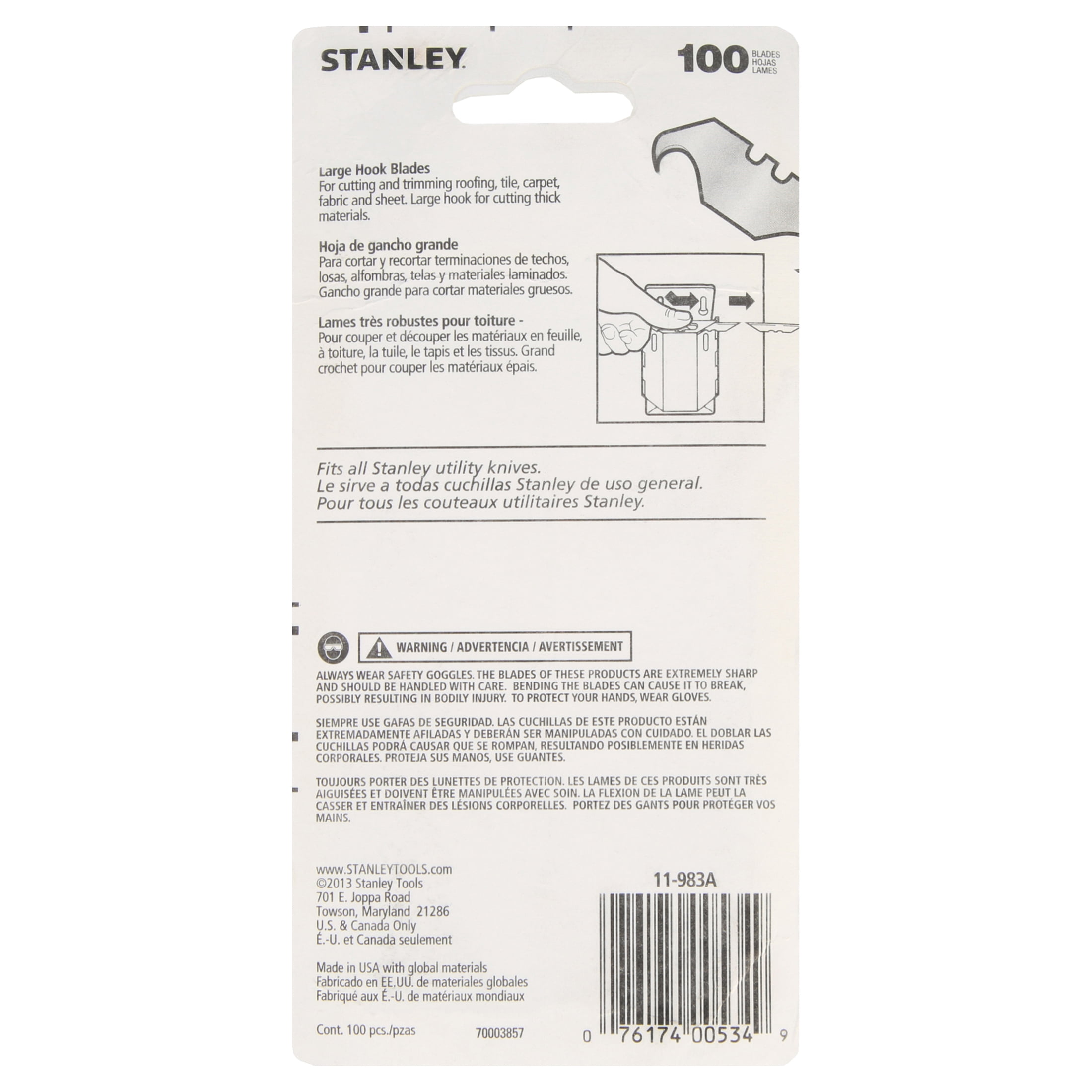 Stanley Large Hook Blades, 1 7/8 in, Steel