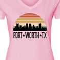 thumbnail image 4 of Inktastic Fort Worth Texas Skyline Retro Women's V-Neck T-Shirt, 4 of 5