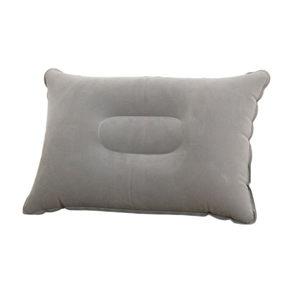 W-539 Grey Plush Inflatable Rectangular Napping Pillow Large For Camping Travel Comfort Cushion Pvc Material Large Pillow