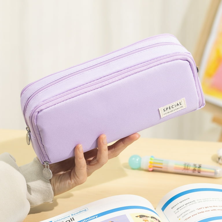 BTSKY Large 300-Slot PU Leather Pencil Case – 4-Layer Organizer With Handle For Colored Pencils