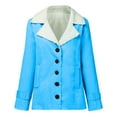 thumbnail image 6 of WREESH Womens Winter Coats Fleece Lined Jackets Faux Furry Notch Lapel Overcoat Long Sleeve Button Trench Coats Mid Length Thicken Warm Outerwear Light Blue, 6 of 6