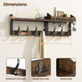 thumbnail image 2 of 29" Coat Rack Wall Mount with Shelf, 4 in 1 Coat and Key Hanger with 11 Metal Hooks, Entryway Wall Mounted Shelf with Mail Holder for Living Room, Bedroom, Rustic Brown, 2 of 12