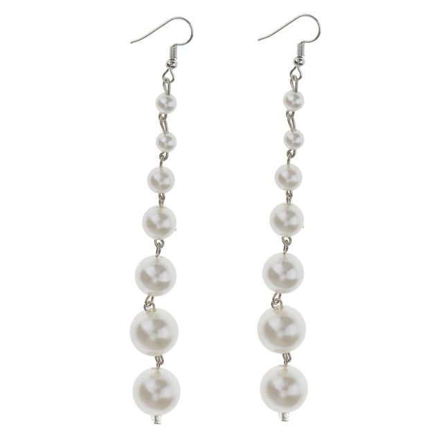 Pendientes Salvador para Mujer Plata 9.5 Cm Blancas Grandes Colgantes