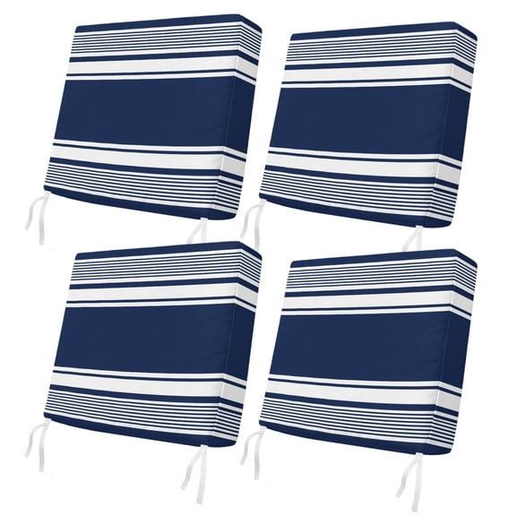 Outdoor Patio Cushion Covers 4 Pack Navy Sage Striped Patio Chair Cushion Covers with Ties and Zipper Classic Farmhouse Stripes Waterproof Outdoor Seat Cushion Covers for Patio Furniture 22"x22"