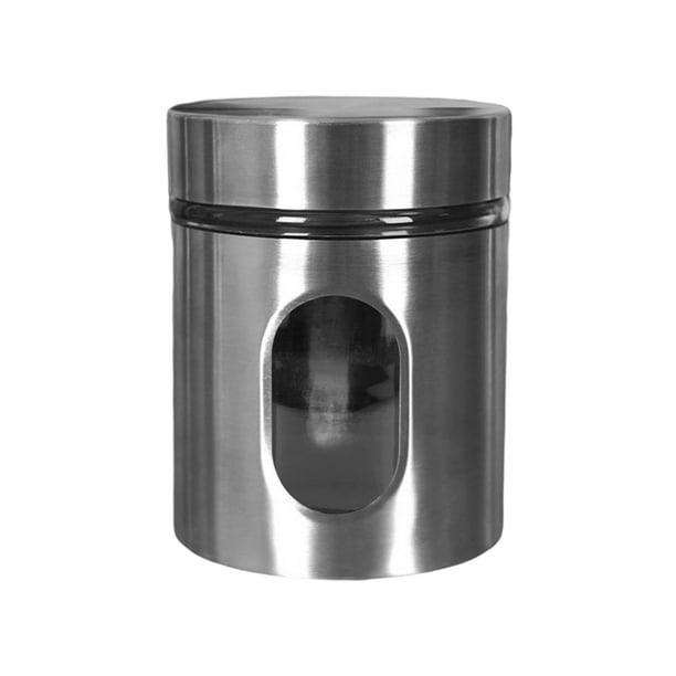 Recipientes de Y Acero Inoxidable Cepildo Pteado con Ventana Recipientes de Cocina para Granos de Café, , Azúcar, Almacenamiento de ml Baoblaze recipiente de almacenamiento de frijoles