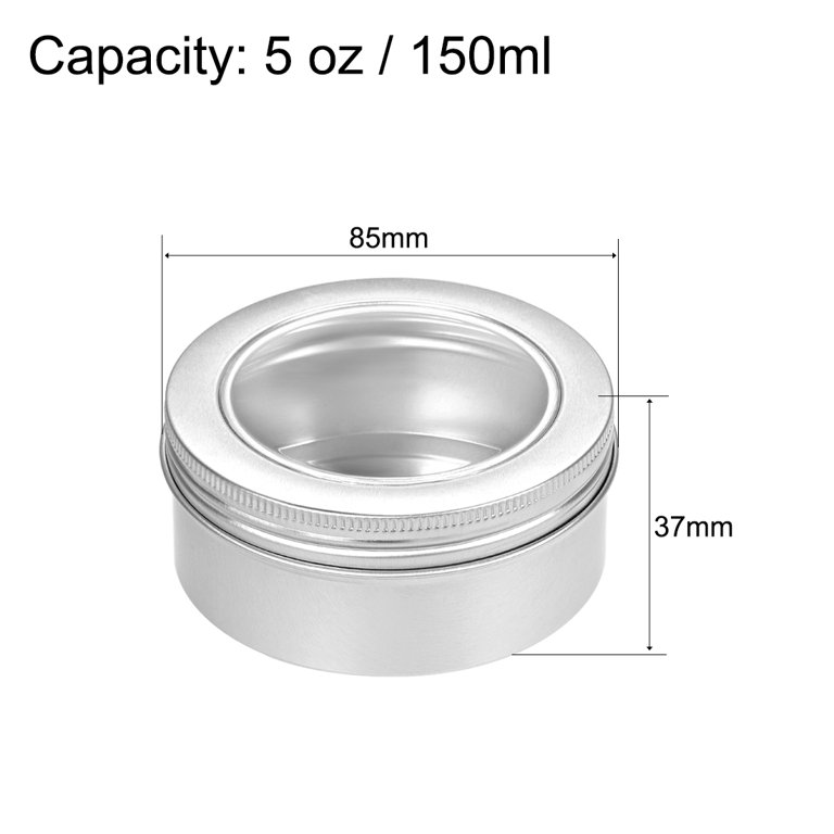 Uxcell 5oz 150ml Screw Top Lid Round Clear Window Aluminum Cans